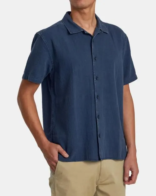 Rvca HiGrade Short Sleeve Shirt Indigo Men Shirts and Flannels