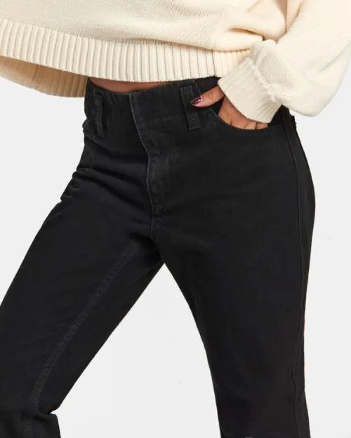 Rvca Kennedy Slim Fit Jeans Black Women Pants