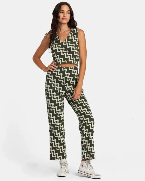 Rvca Lazy High Waist Pants Forest Women Pants