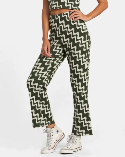 Rvca Lazy High Waist Pants Forest Women Pants