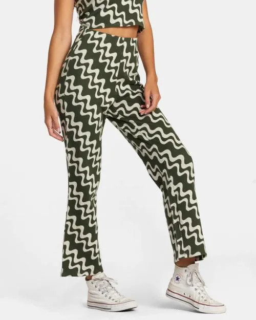 Rvca Lazy High Waist Pants Forest Women Pants