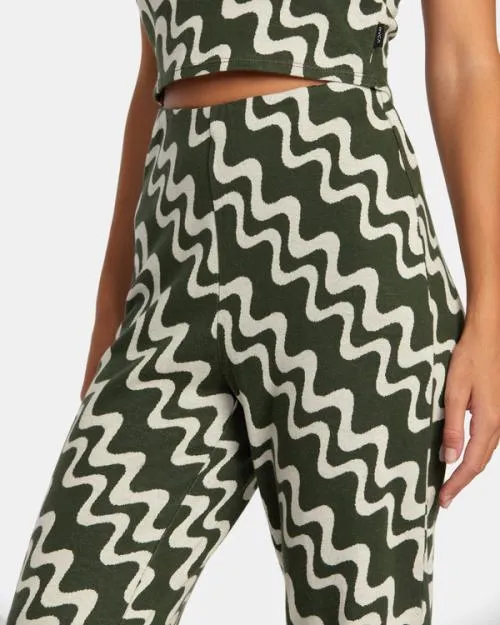 Rvca Lazy High Waist Pants Forest Women Pants