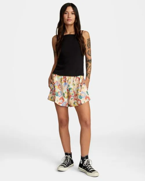 Rvca Linen Sawyer Elastic Waist Shorts Multi Women Shorts and Skirts
