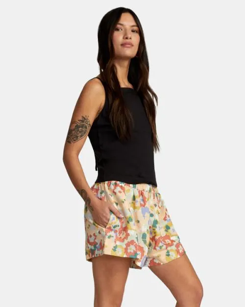 Rvca Linen Sawyer Elastic Waist Shorts Multi Women Shorts and Skirts