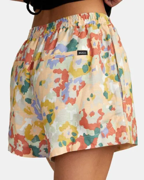 Rvca Linen Sawyer Elastic Waist Shorts Multi Women Shorts and Skirts
