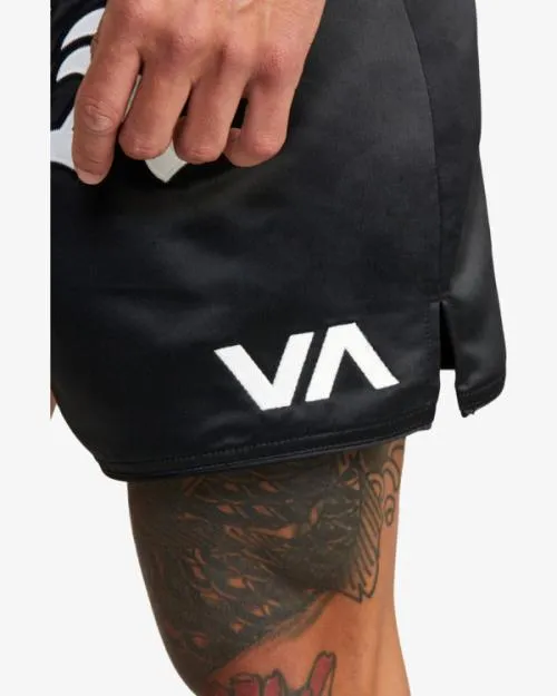 Rvca Muay Thai Mod Elastic Waist Boxing Shorts 15034 Black Men Athletic Shorts