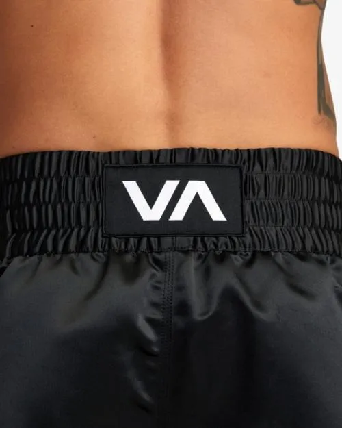 Rvca Muay Thai Mod Elastic Waist Boxing Shorts 15034 Black Men Athletic Shorts
