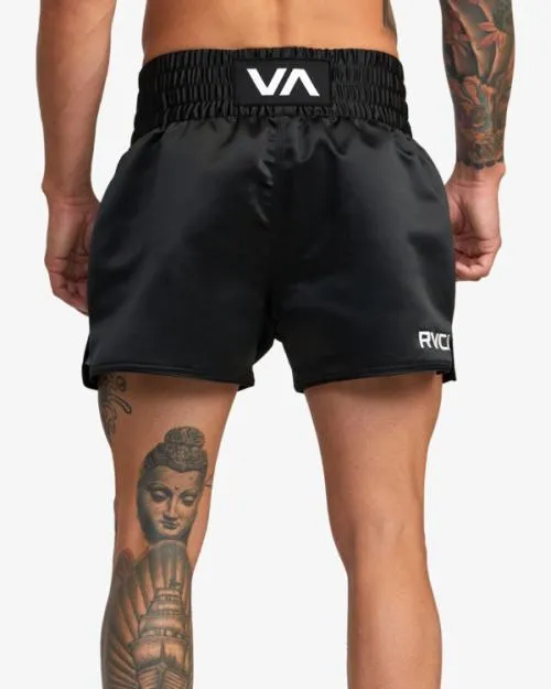 Rvca Muay Thai Mod Elastic Waist Boxing Shorts 15034 Black Men Athletic Shorts