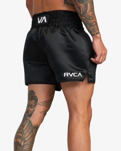 Rvca Muay Thai Mod Elastic Waist Boxing Shorts 15034 Black Men Athletic Shorts