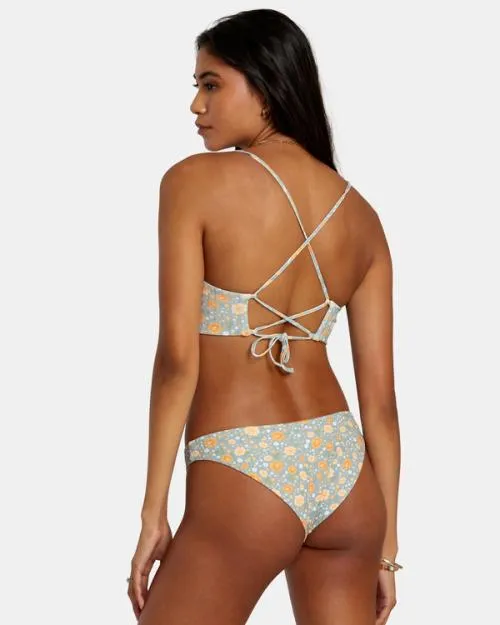 Rvca Mums Rib Crossback Bikini Top Shale Women Bikini Tops