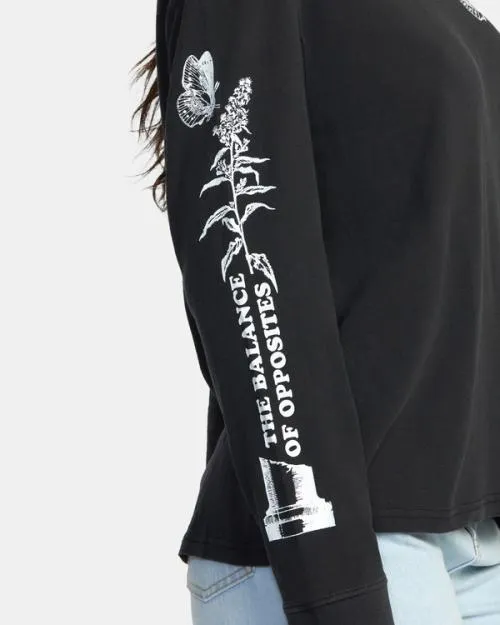 Rvca New Doors Long Sleeve TShirt Washed Black Women Tees and Tanks