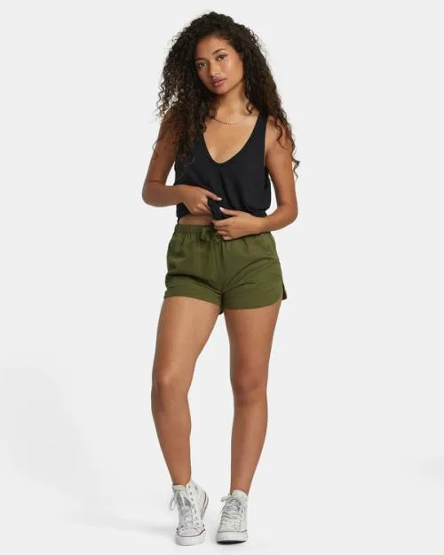Rvca New Yume Drawcord Shorts Dark Olive Women Shorts and Skirts