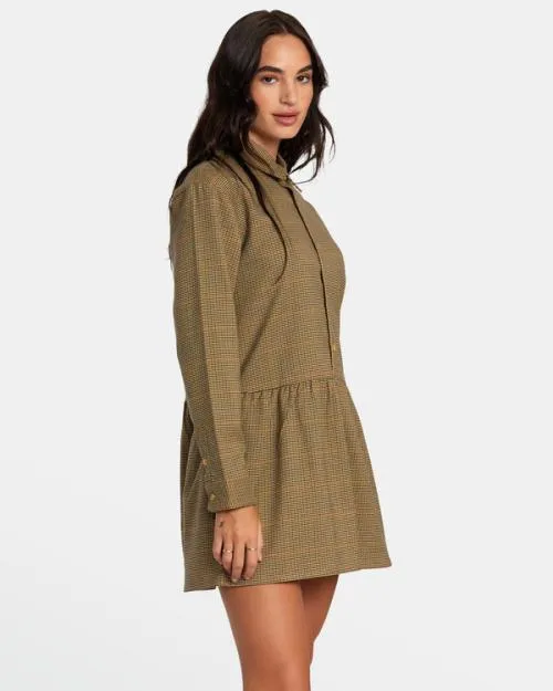 Rvca Not Today Mini Dress Tan Women Dresses and Rompers