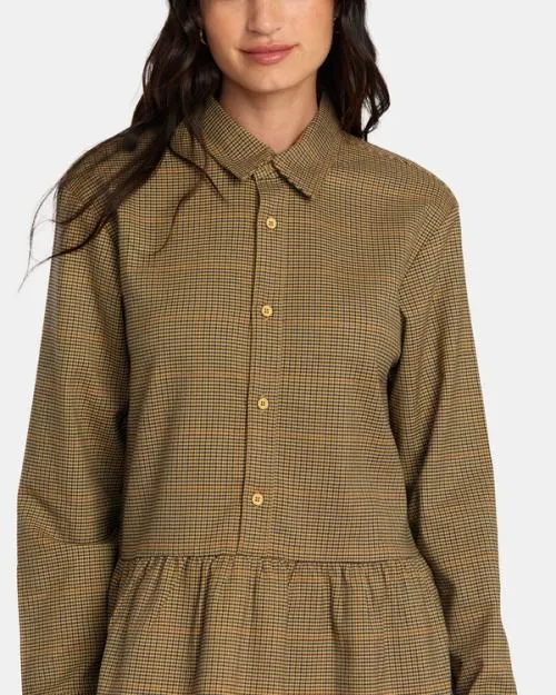 Rvca Not Today Mini Dress Tan Women Dresses and Rompers