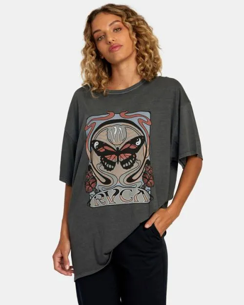 Rvca Nouveau Tee Pirate Black Women Tees and Tanks