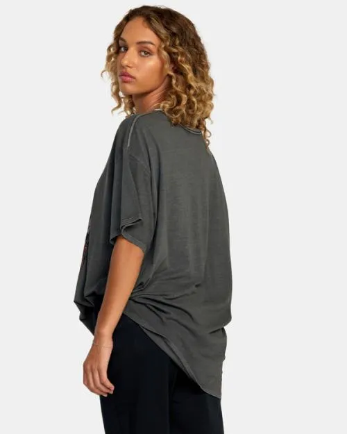Rvca Nouveau Tee Pirate Black Women Tees and Tanks