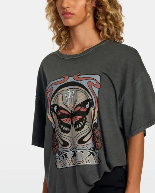 Rvca Nouveau Tee Pirate Black Women Tees and Tanks
