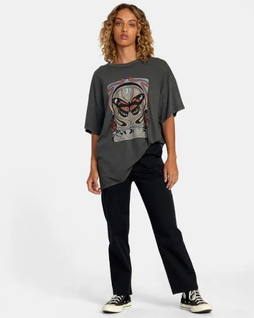 Rvca Nouveau Tee Pirate Black Women Tees and Tanks
