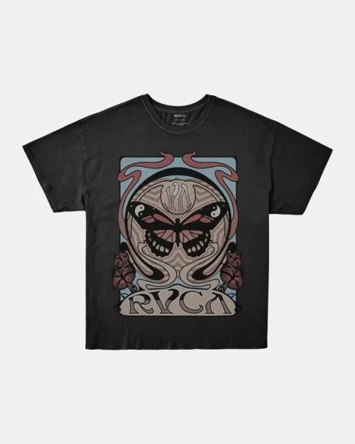Rvca Nouveau Tee Pirate Black Women Tees and Tanks