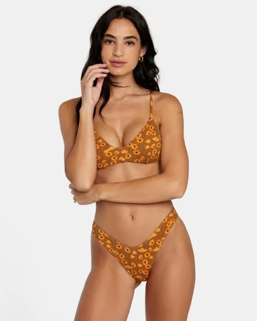 Rvca Poppy Eco Rib High Leg Bikini Bottoms Sienna Women Bikini Bottoms