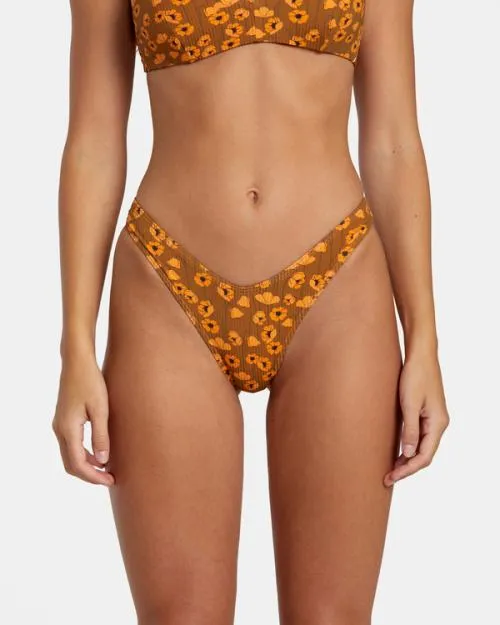 Rvca Poppy Eco Rib High Leg Bikini Bottoms Sienna Women Bikini Bottoms