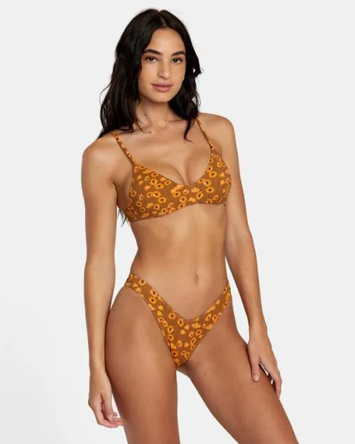 Rvca Poppy Eco Rib High Leg Bikini Bottoms Sienna Women Bikini Bottoms
