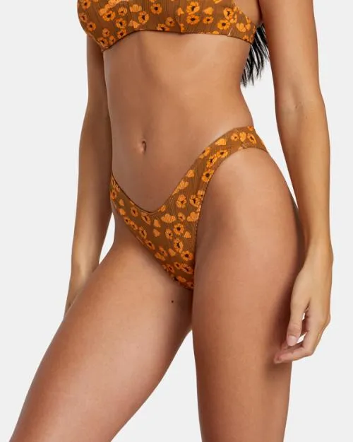 Rvca Poppy Eco Rib High Leg Bikini Bottoms Sienna Women Bikini Bottoms