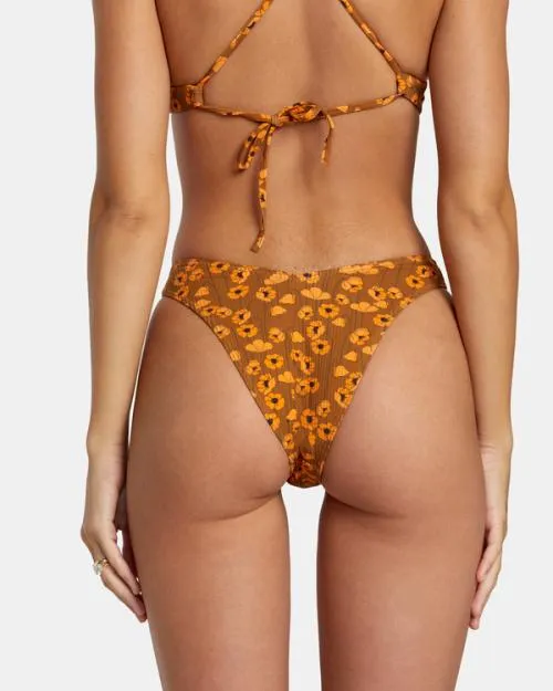 Rvca Poppy Eco Rib High Leg Bikini Bottoms Sienna Women Bikini Bottoms