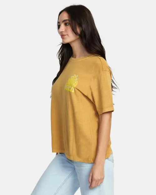 Rvca Positive Growth TShirt Tan Women Tees and Tanks