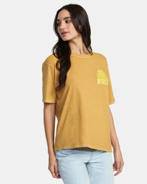 Rvca Positive Growth TShirt Tan Women Tees and Tanks