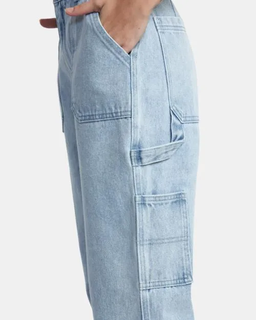 Rvca Recession Denim Pants Light Vintage Wash Women Pants