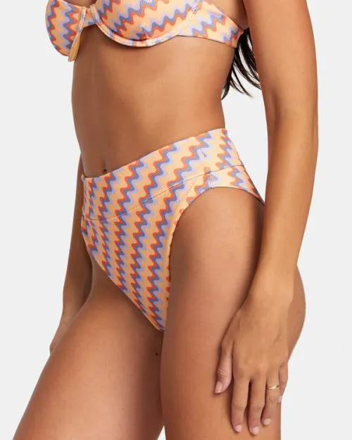 Rvca Retro Wave Cheeky Bikini Bottoms Melon Women Bikini Bottoms
