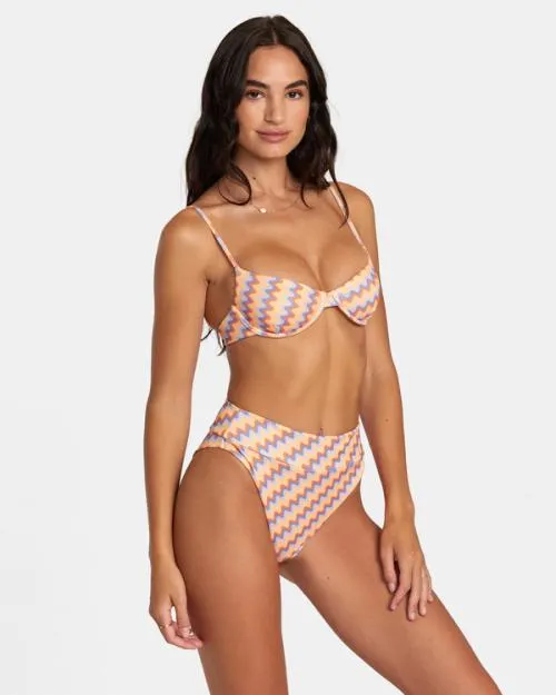 Rvca Retro Wave Cheeky Bikini Bottoms Melon Women Bikini Bottoms