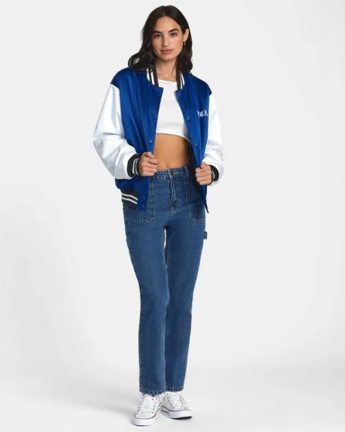 Rvca Seniesa Bomber Jacket True Blue Women Jackets