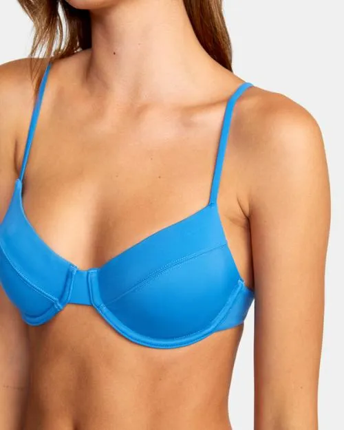 Rvca Solid Underwire Bikini Top Enamel Blue Women Bikini Tops