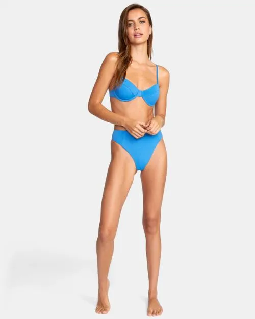 Rvca Solid Underwire Bikini Top Enamel Blue Women Bikini Tops