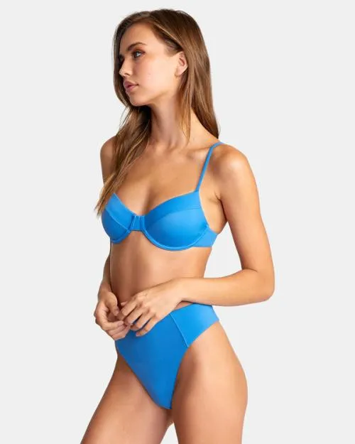 Rvca Solid Underwire Bikini Top Enamel Blue Women Bikini Tops