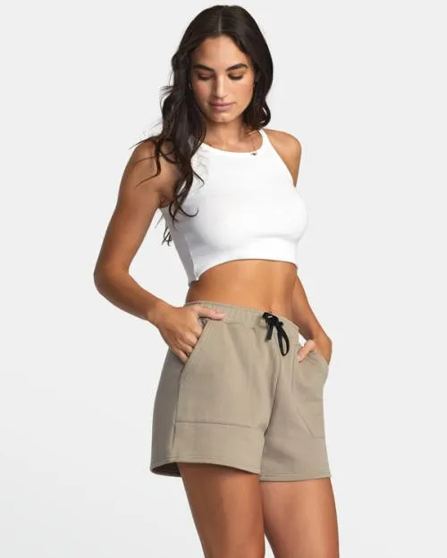 Rvca Sunday Sweat Shorts Dark Khaki Women Shorts and Skirts