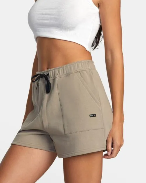 Rvca Sunday Sweat Shorts Dark Khaki Women Shorts and Skirts