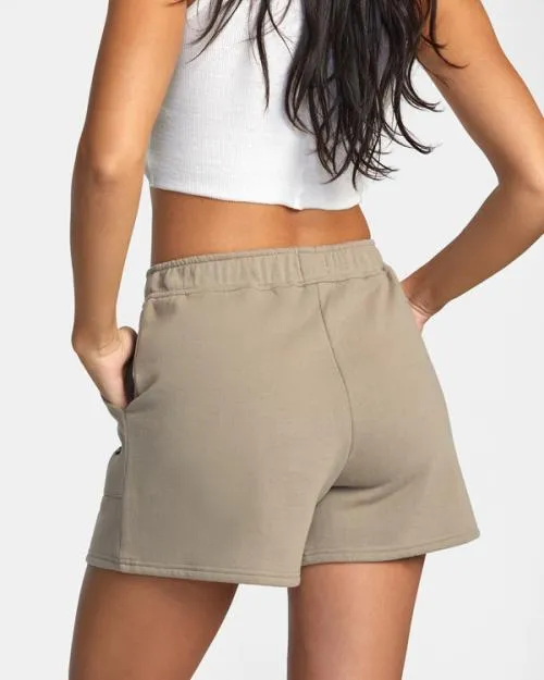 Rvca Sunday Sweat Shorts Dark Khaki Women Shorts and Skirts
