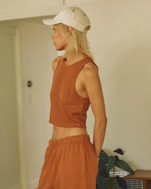 Rvca Test Drive Cropped Tank Top Amber Women Tops