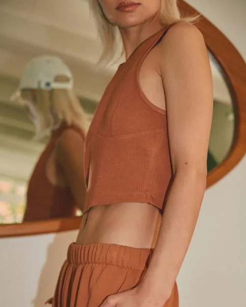 Rvca Test Drive Cropped Tank Top Amber Women Tops
