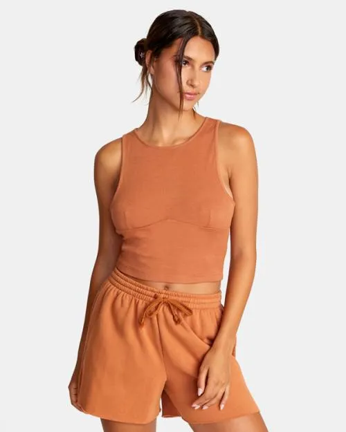 Rvca Test Drive Cropped Tank Top Amber Women Tops
