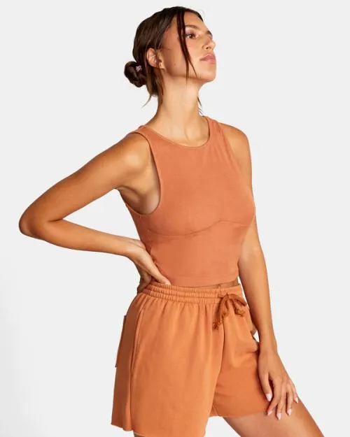 Rvca Test Drive Cropped Tank Top Amber Women Tops