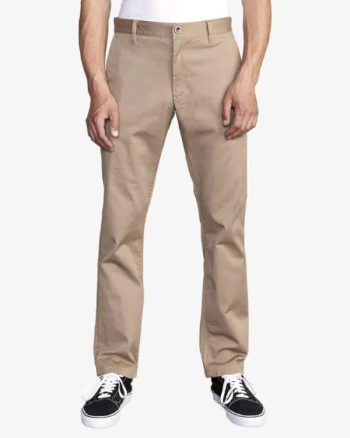 Rvca The Weekend Stretch Straight Fit Pants Dark Khaki Men Pants
