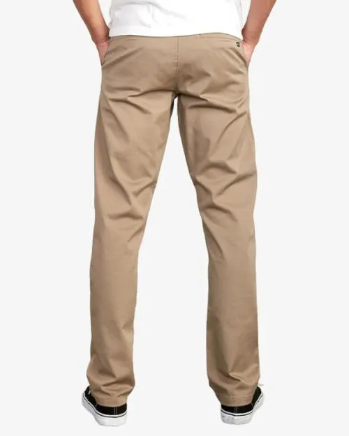 Rvca The Weekend Stretch Straight Fit Pants Dark Khaki Men Pants