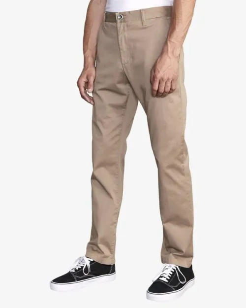 Rvca The Weekend Stretch Straight Fit Pants Dark Khaki Men Pants