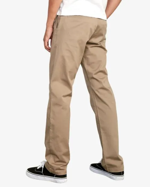 Rvca The Weekend Stretch Straight Fit Pants Dark Khaki Men Pants