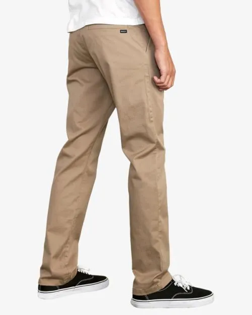 Rvca The Weekend Stretch Straight Fit Pants Dark Khaki Men Pants