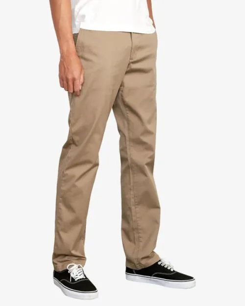 Rvca The Weekend Stretch Straight Fit Pants Dark Khaki Men Pants